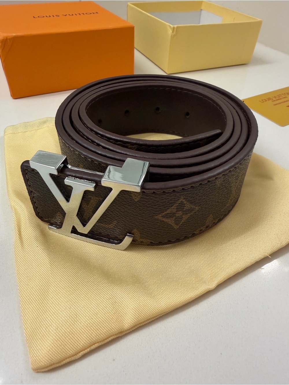 Louis Vuitton Men's Monogram Reversible Leather Belt - Brown